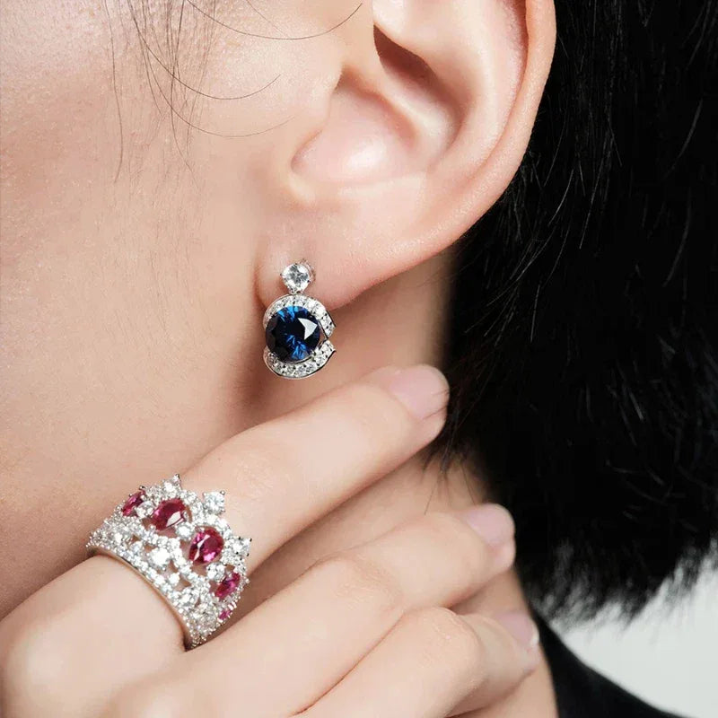 Sapphire S925 Silver Half-Wrap Earrings - OOAKB