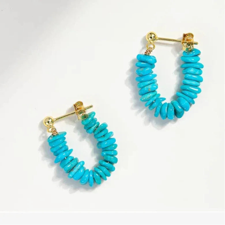 Natural Turquoise U-Shaped Earrings - OOAKB