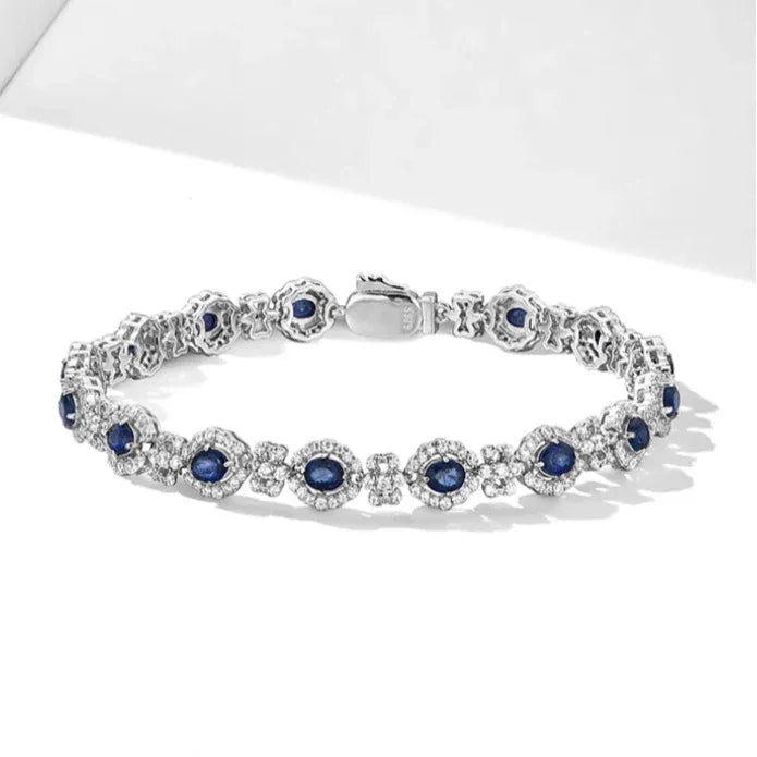 Sapphire Inlaid Diamond Link Light Luxury Bracelet - OOAKB
