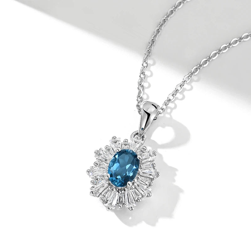 Natural Topaz Snowflake Necklace S925 Silver Women's Style