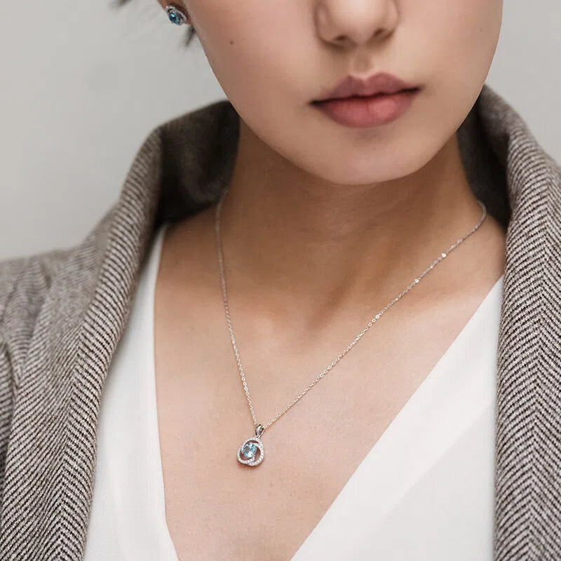 Topaz S925 Rhodium Plated Heart of the Ocean Necklace