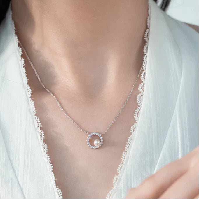 Sea Blue Topaz S925 Silver Saltwater Pearl Necklace