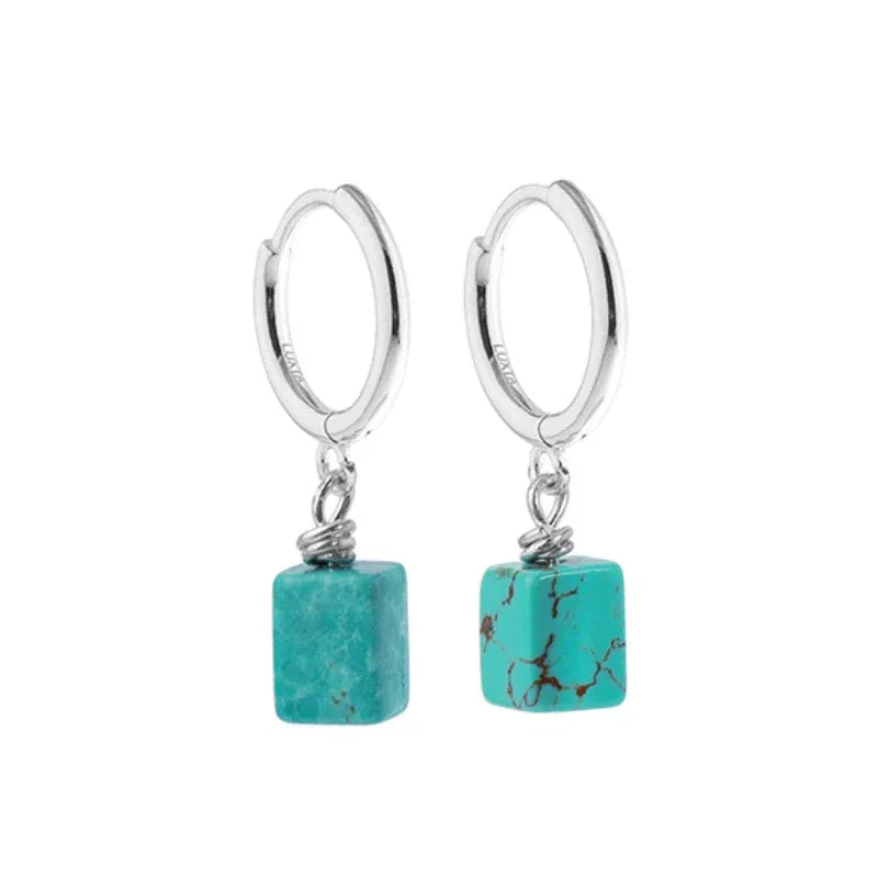 S925 Silver Turquoise Dangle Earrings - OOAKB