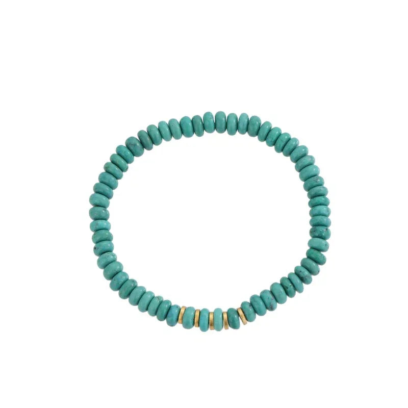 Turquoise Straight-Cut Abacus Bead Adjustable Bracelet - OOAKB