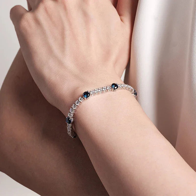 Sapphire S925 Silver Full-Inlaid Bracelet - OOAKB