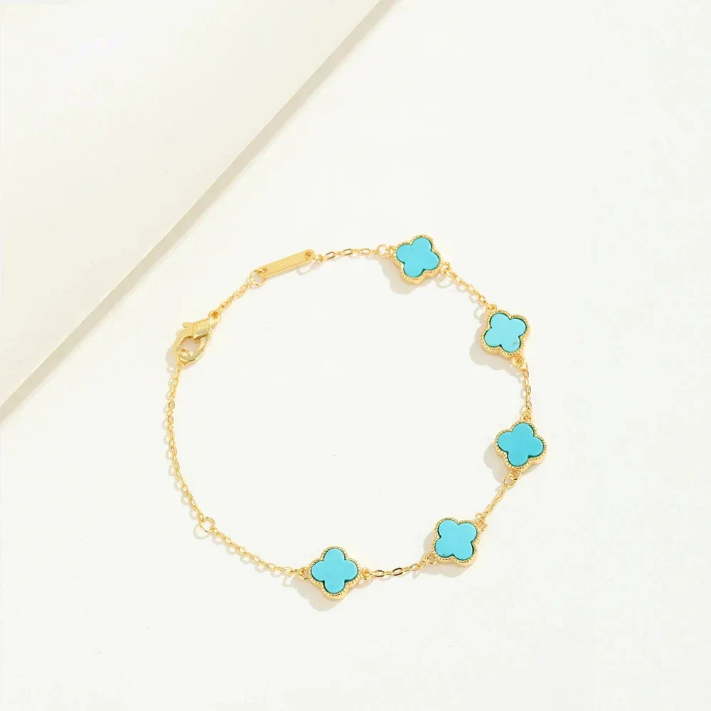 Natural Turquoise Clover Bracelet - OOAKB