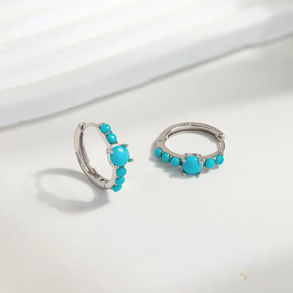 Natural Turquoise Round Earrings - OOAKB