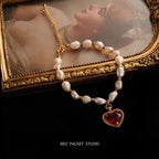 French Retro Heart-Shaped Pearl Bracelet
