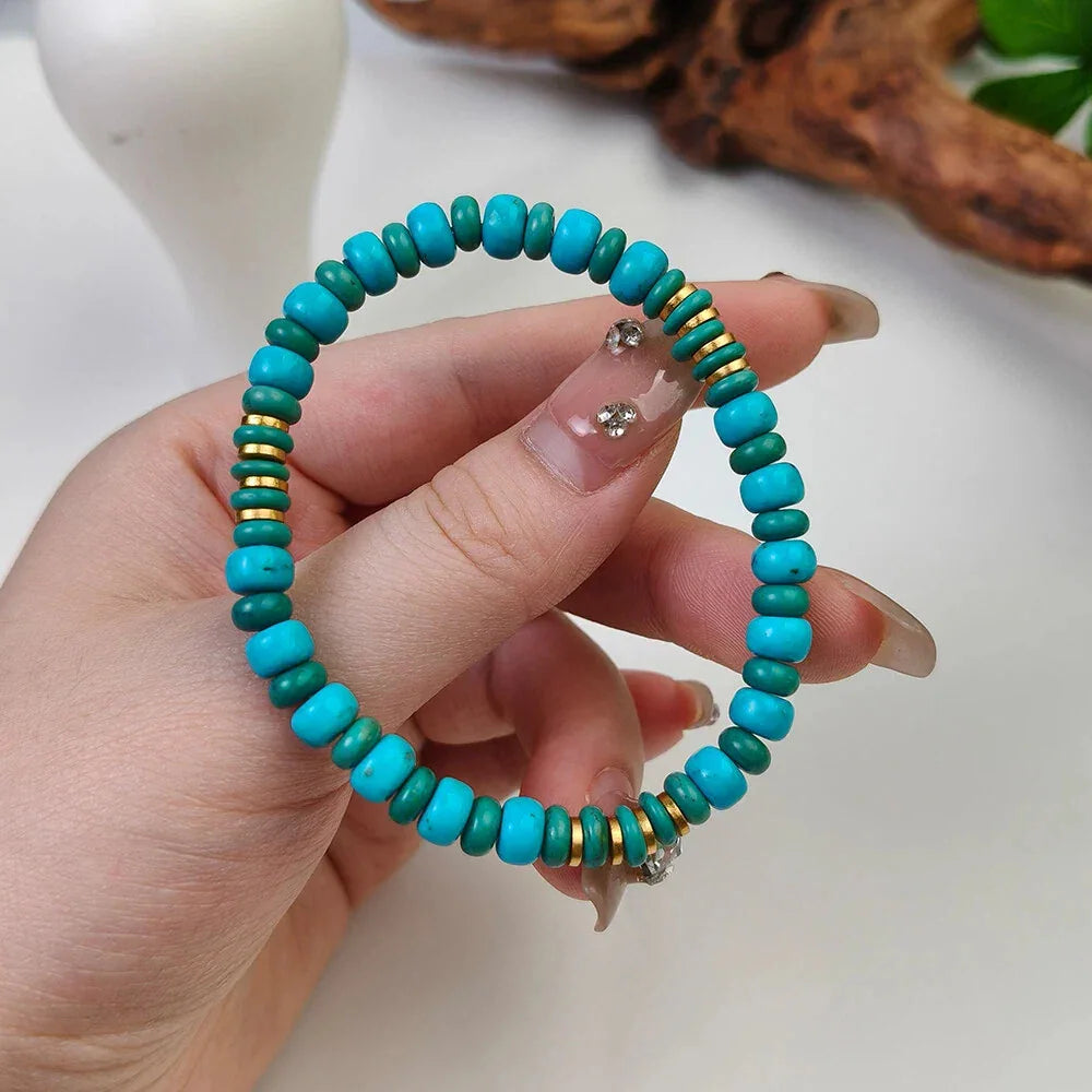 Turquoise Straight-Cut Abacus Bead Bracelet - OOAKB