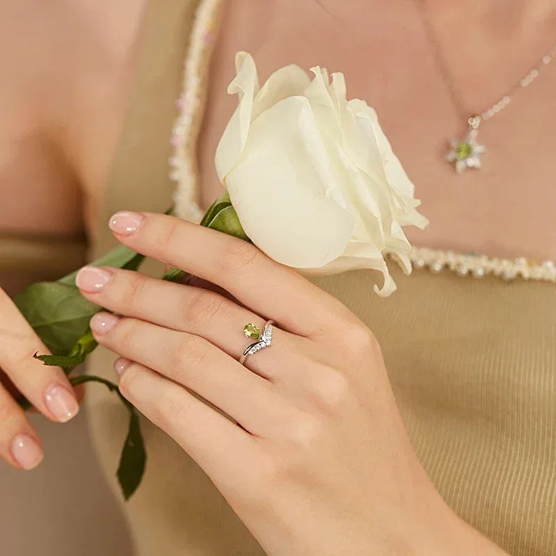 Natural Crown Peridot Open Ring - OOAKB