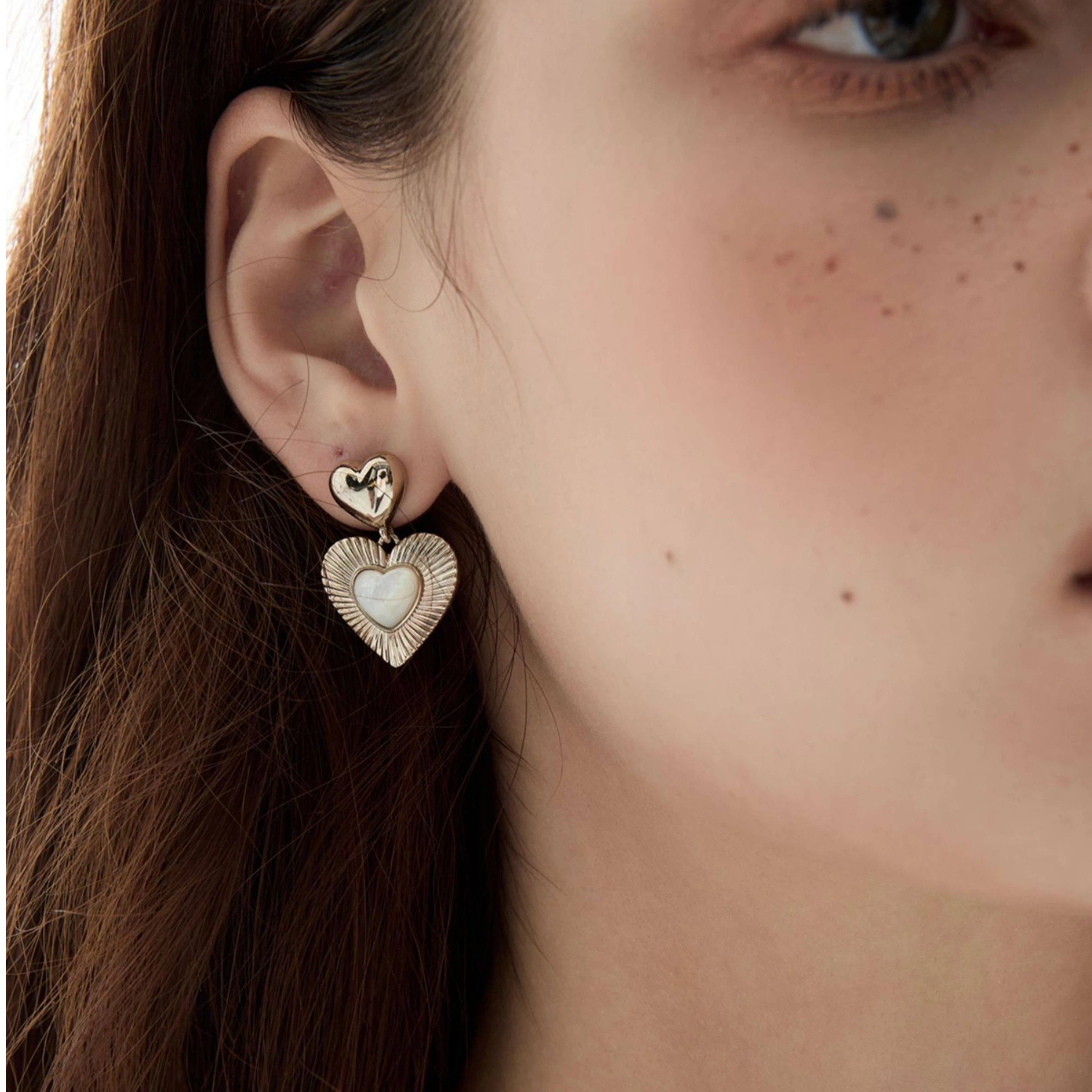 Maillard Retro Heart-Shaped Pearl Earrings