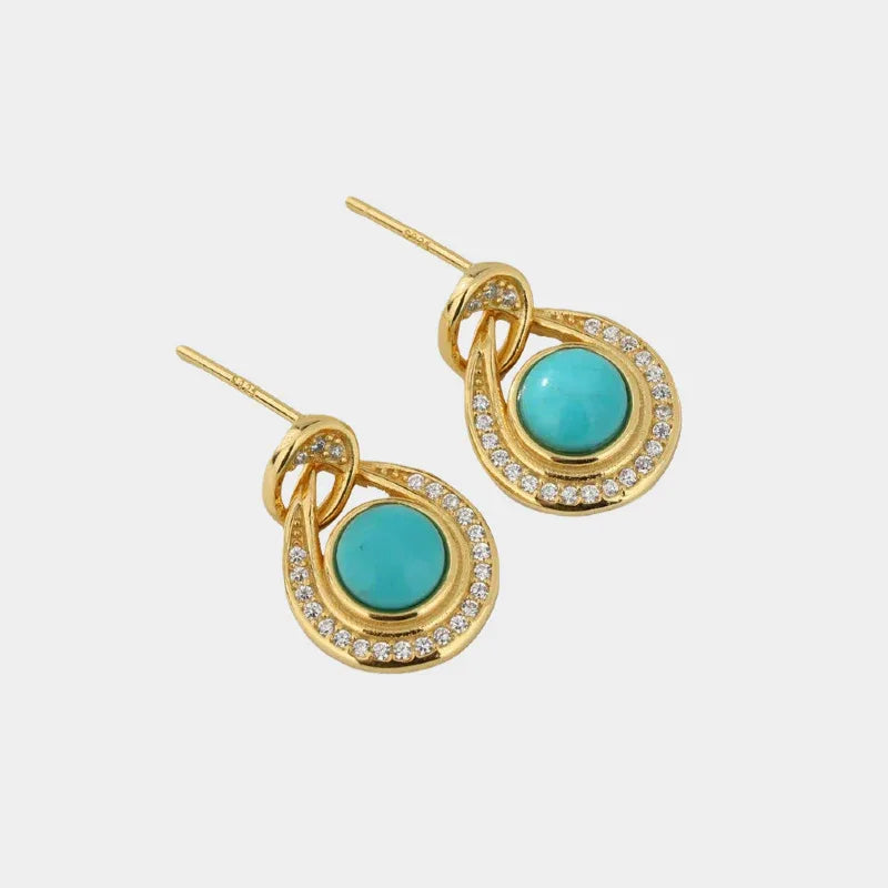 Turquoise Round S925 Silver Earrings - OOAKB