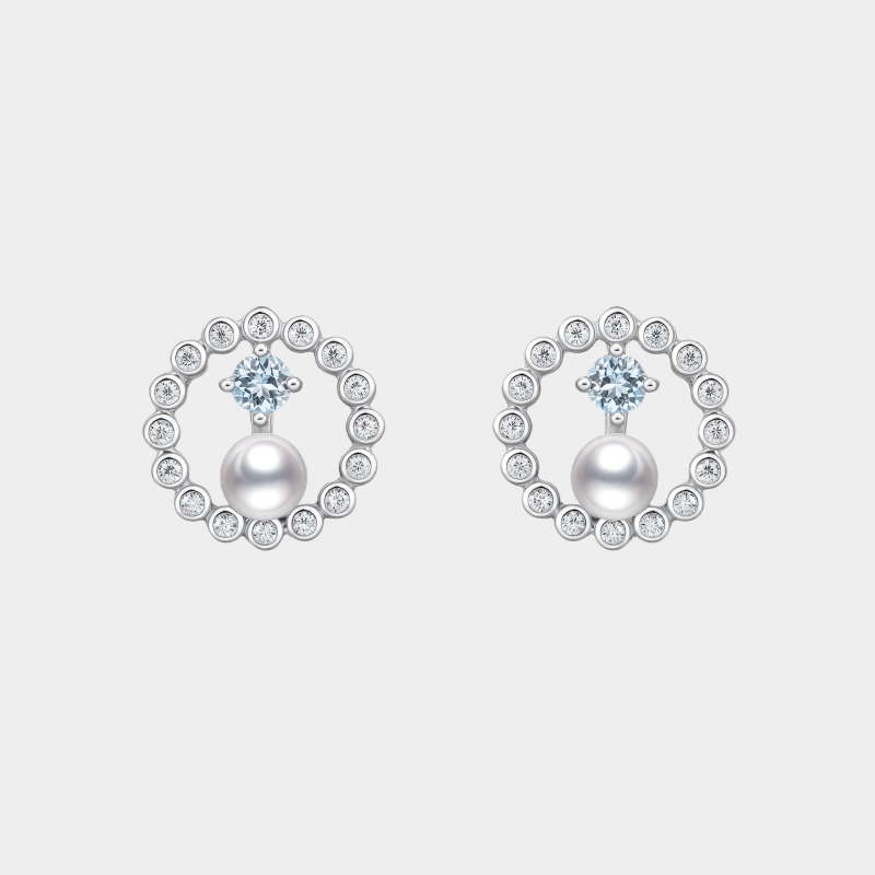 Blue Topaz S925 Silver Saltwater Pearl Earrings