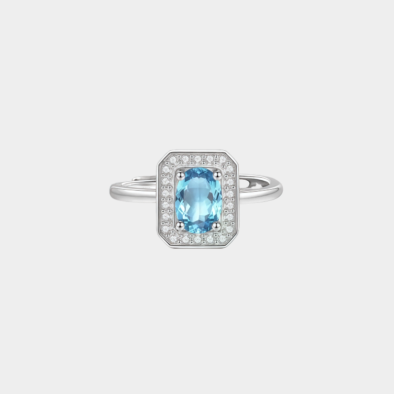 Topaz S925 Silver Gold-Plated Square Ring