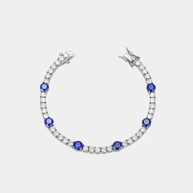 Sapphire S925 Silver Full-Inlaid Bracelet - OOAKB