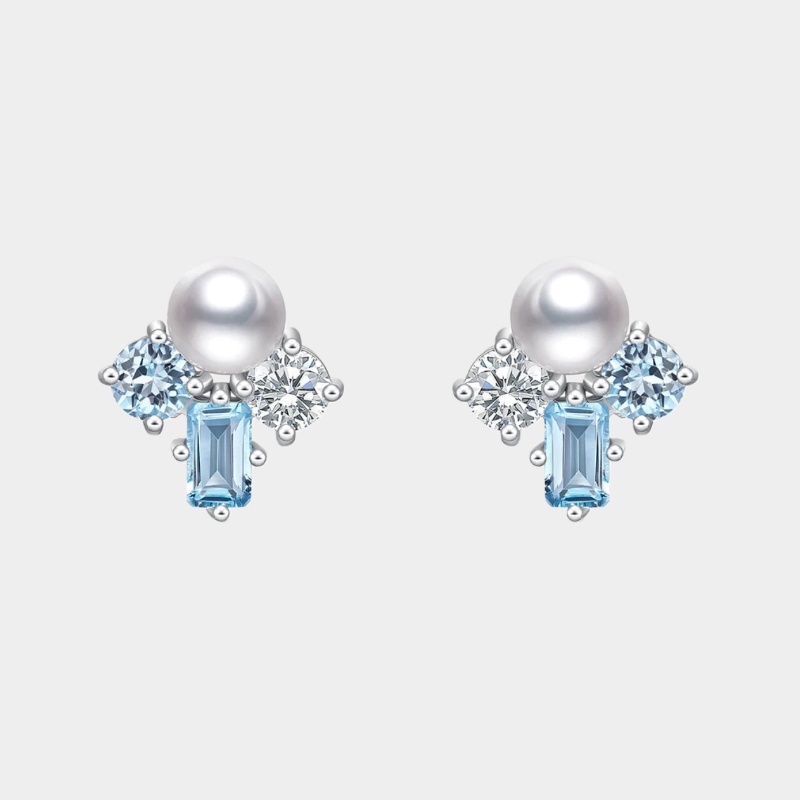 Topaz S925 Silver Saltwater Pearl Island-Style Earrings