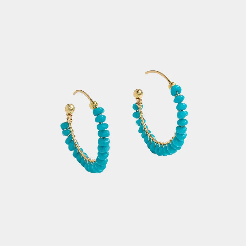 American Turquoise Seed Material C-Shape Earrings - OOAKB