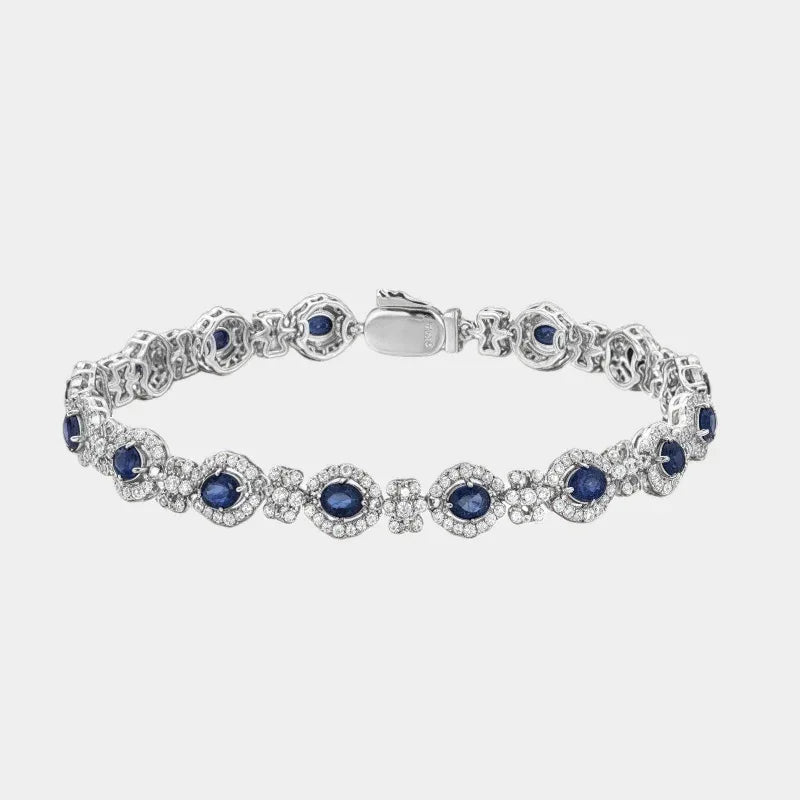 Sapphire Inlaid Diamond Link Light Luxury Bracelet - OOAKB