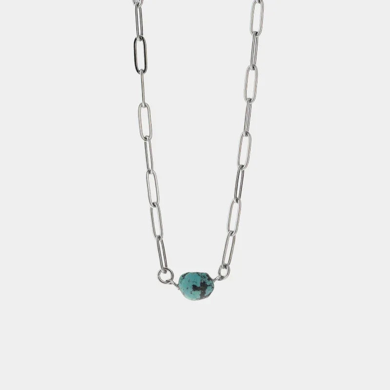 S925 Silver Turquoise Necklace Unisex - OOAKB