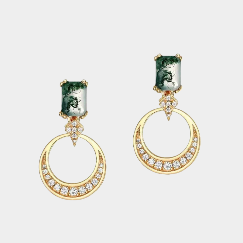 Light Luxury Moss Agate Earrings
