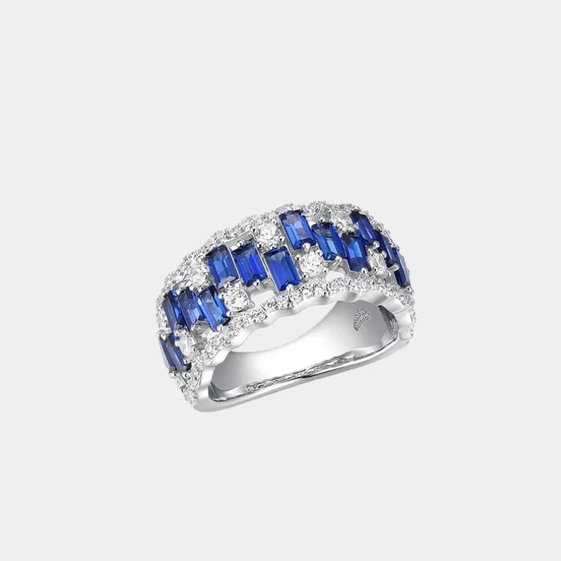 Sapphire S925 Silver Three-Dimensional Inlaid Ring - OOAKB