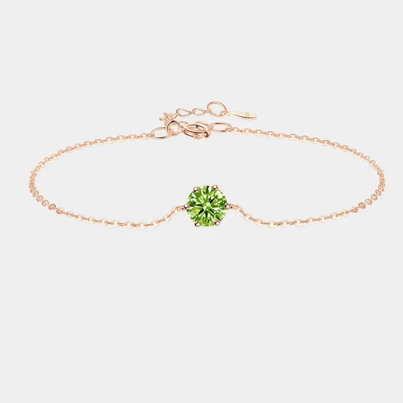 Round Peridot Chain Bracelet - full round peridot chain bracelet view