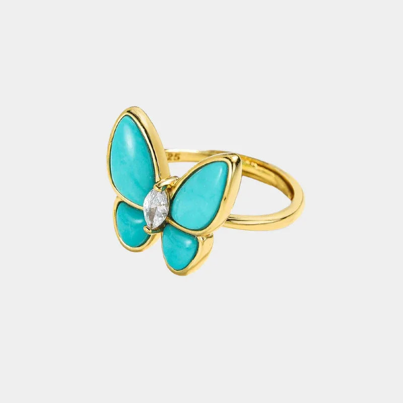 Natural Turquoise Butterfly Ring - OOAKB