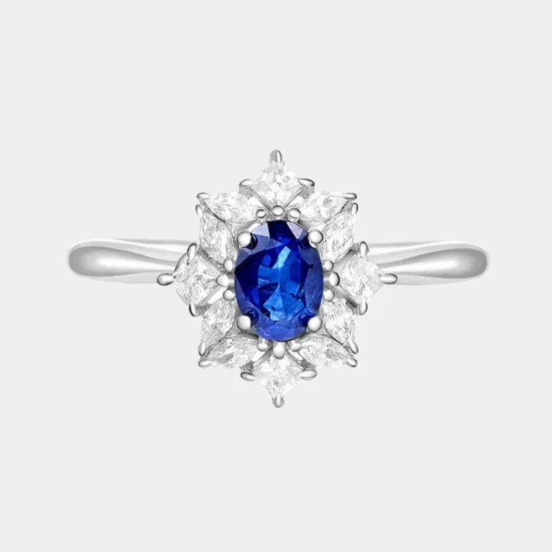 Sapphire S925 Silver Snowflake Shape Ring - OOAKB