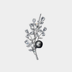 Black Pearl Vine Brooch S925 Silver Women's Style