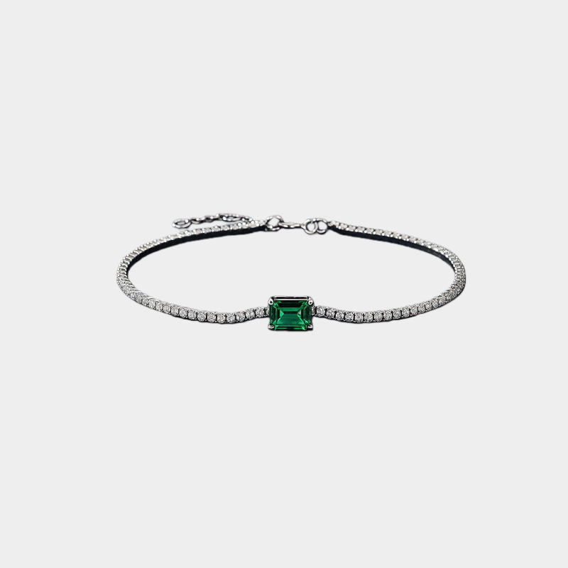 Emerald Small Square Bracelet S925 Silver Women's Style