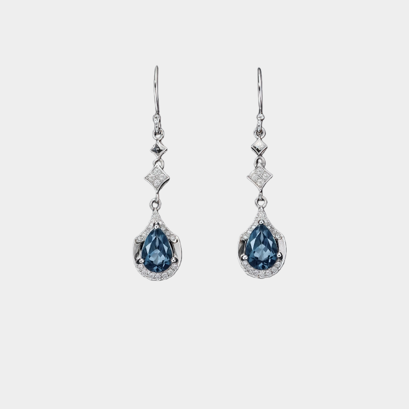Topaz Teardrop Earrings S925 Silver Women's Style