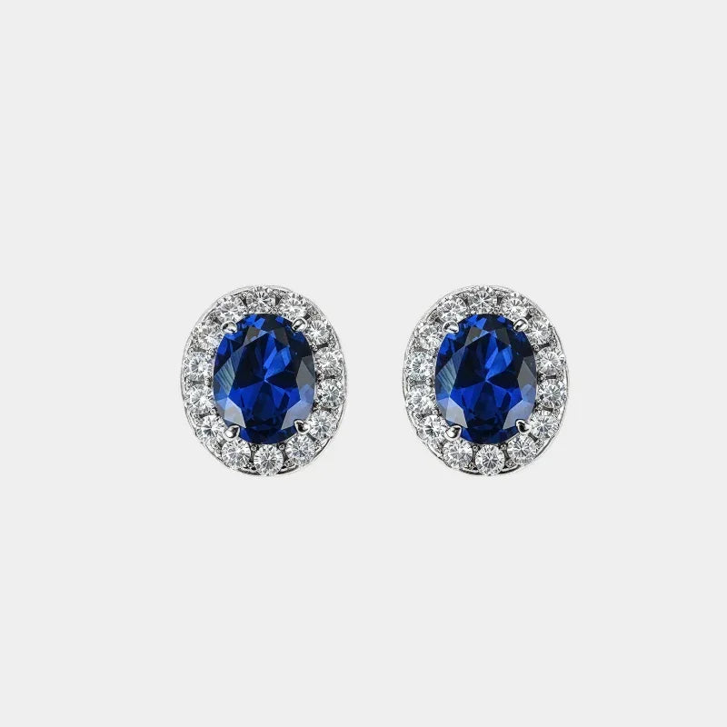 Sapphire Earrings S925 Silver Drop Earrings - OOAKB