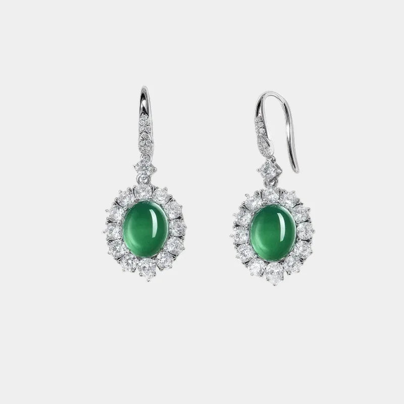 Chrysoprase Earrings S925 Silver Women's Style - OOAKB