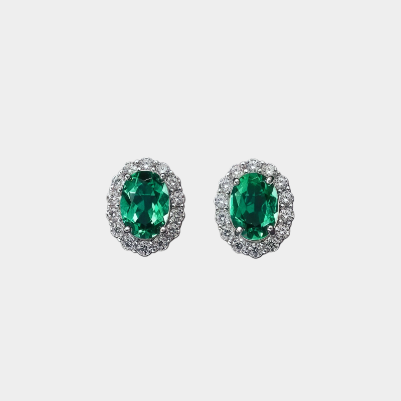 Emerald Sparkle Zircon Earrings S925 Silver Women's Style