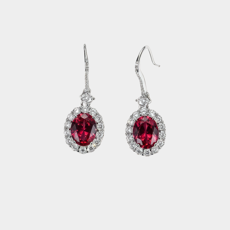 Ruby Earrings S925 Silver Drop Earrings