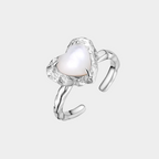 Beach Romance Heart-Shaped Pearl Open Ring