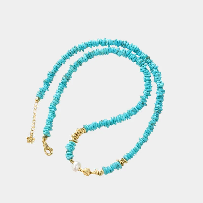 Natural Turquoise Seed & Pearl Luxury Necklace - OOAKB