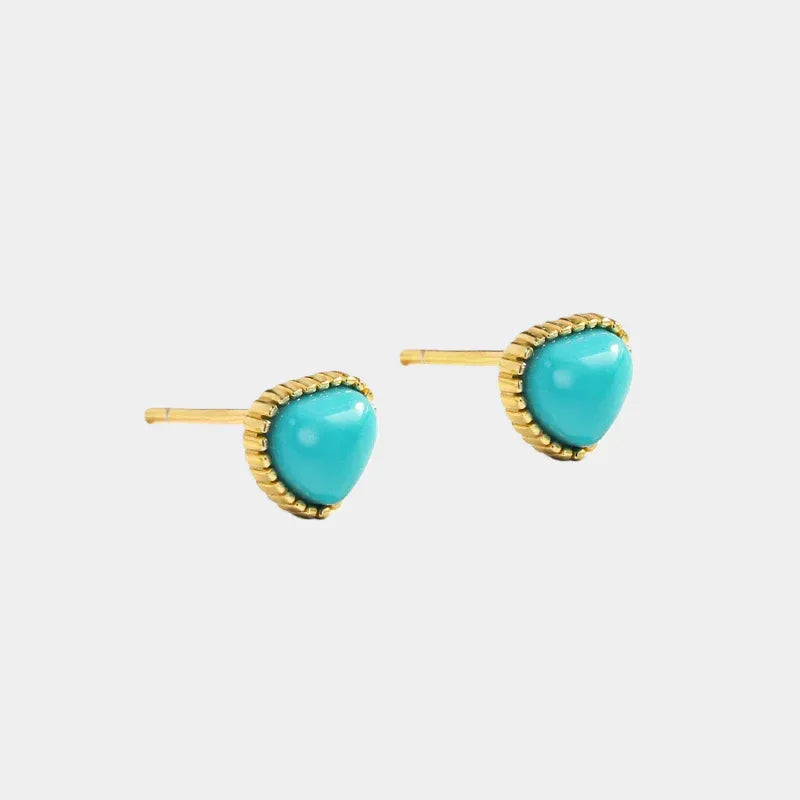 Natural Turquoise Heart-Shaped Earrings - OOAKB