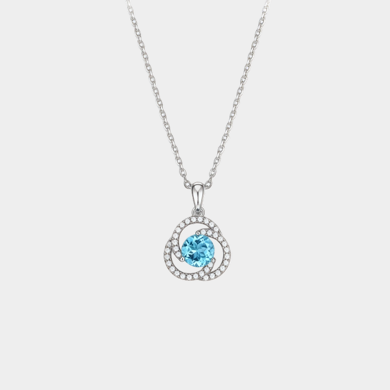 Topaz S925 Rhodium Plated Heart of the Ocean Necklace
