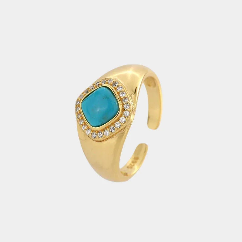 Turquoise Square Open Ring - OOAKB
