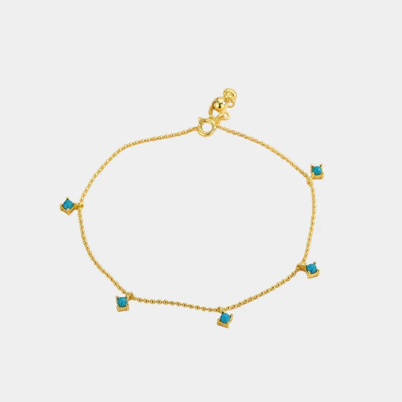 Turquoise Round Bead Starry Sky Bracelet - OOAKB