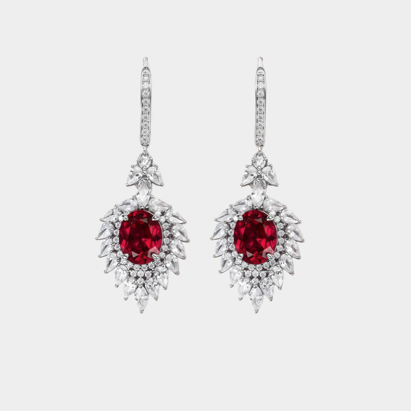 Pigeon-Blood Ruby Pigeon Egg Earrings