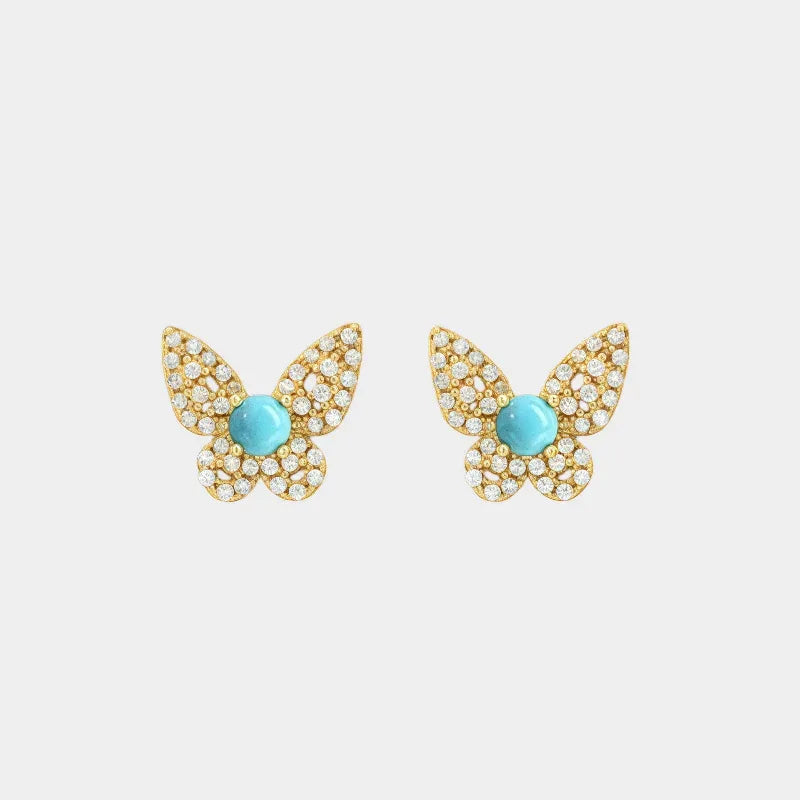 Turquoise Flexible Butterfly Earrings - OOAKB