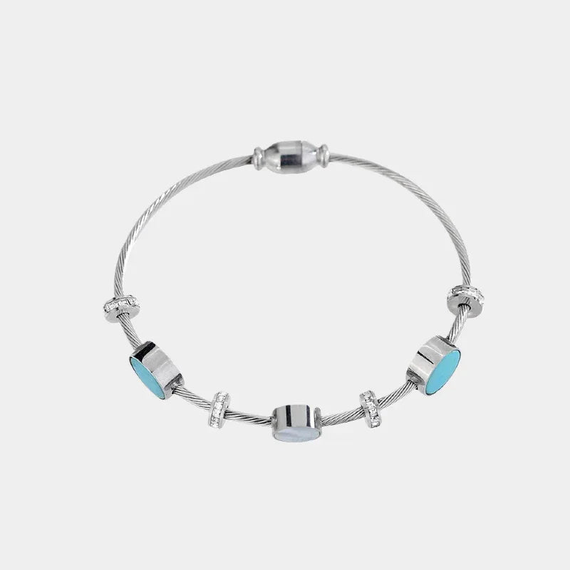 Turquoise Mother of Pearl S925 Silver Bracelet - OOAKB
