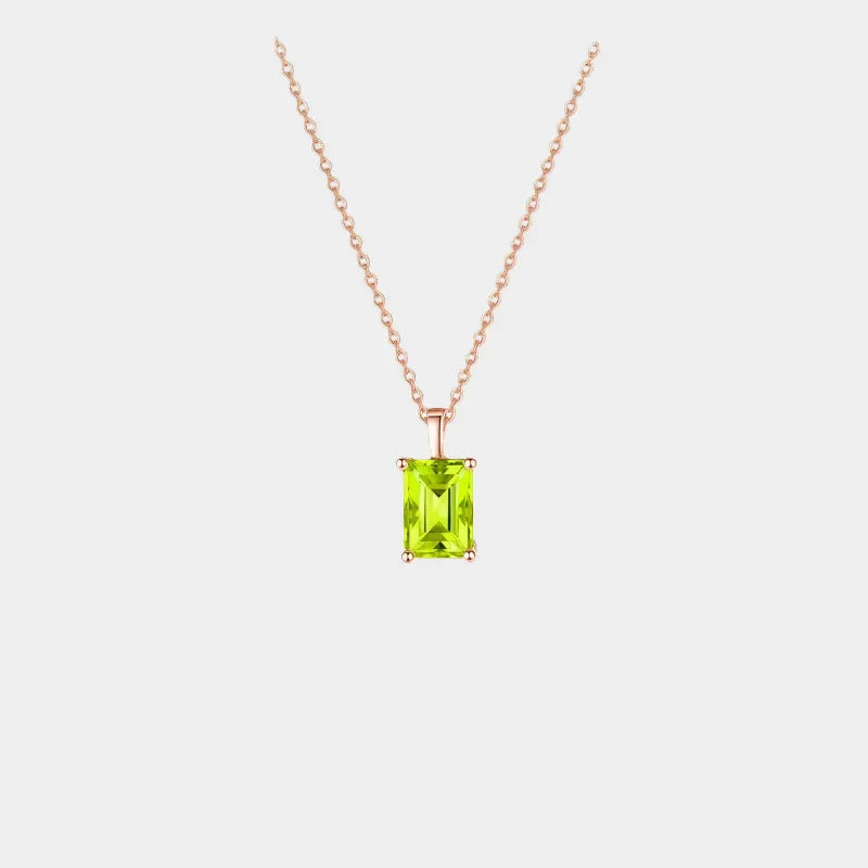 Natural Peridot Square Engravable Luxury Collar Necklace - OOAKB