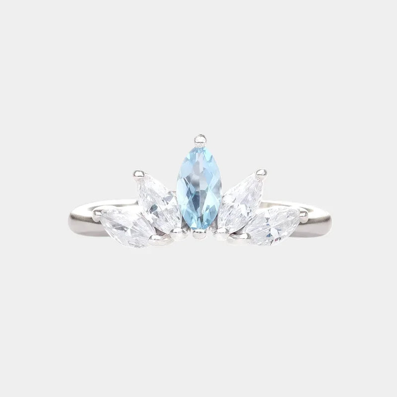 Natural Aquamarine Open Adjustable Ring - OOAKB