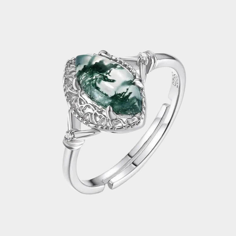 New Style Personalized Moss Agate Open Ring