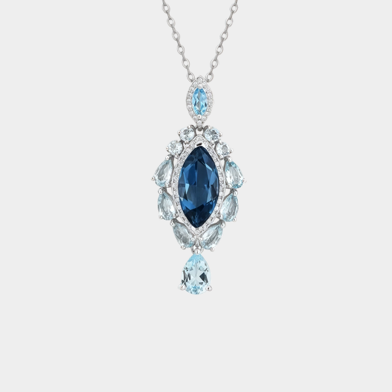 London Blue Topaz Necklace Women's Style S925 Silver