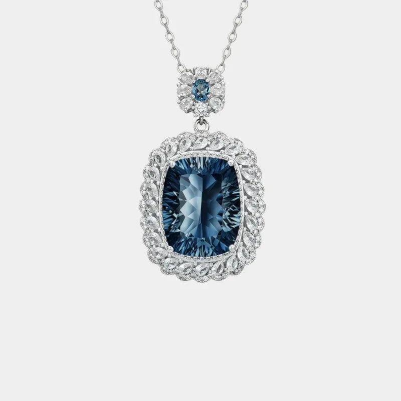 London Blue Natural Topaz Light Luxury Necklace - OOAKB