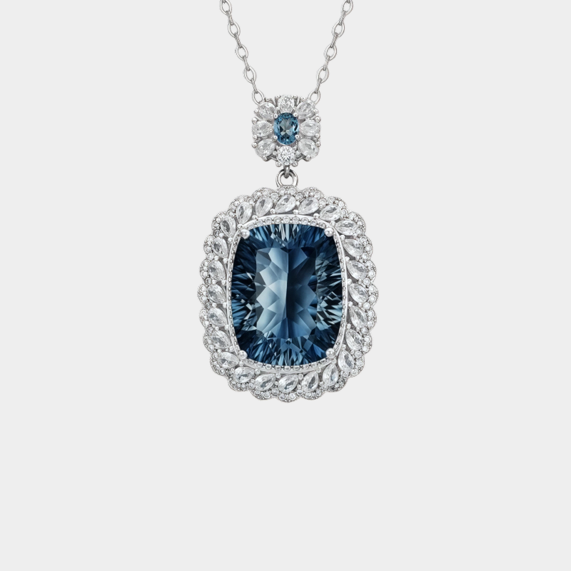 London Blue Natural Topaz Light Luxury Necklace